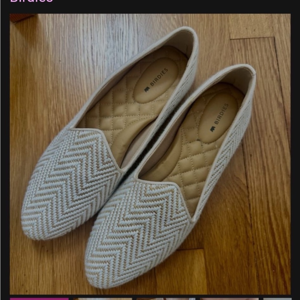 Birdies Cream Flats Slip-On Loafers